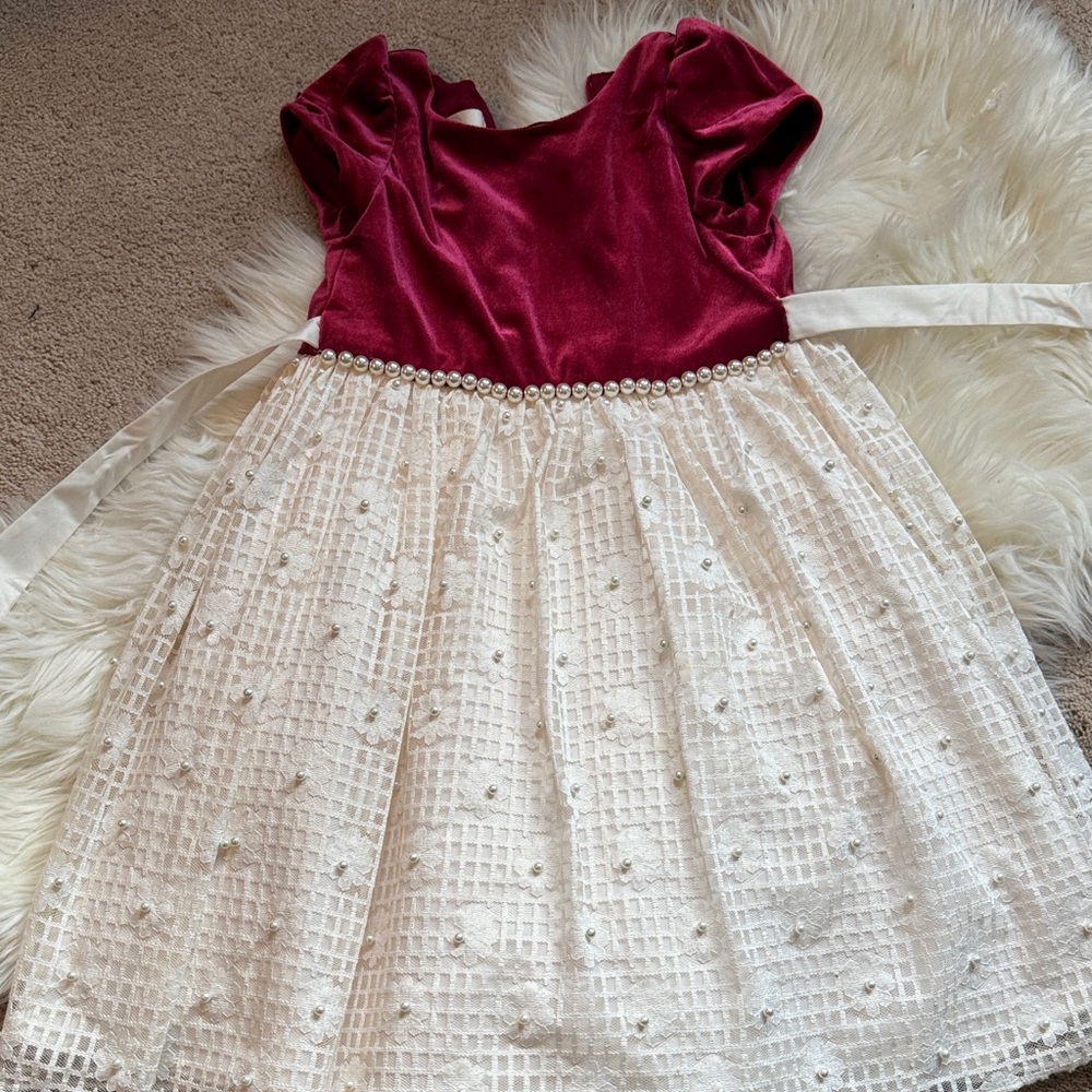 American Princess Burgundy and White Formal Kids Dress